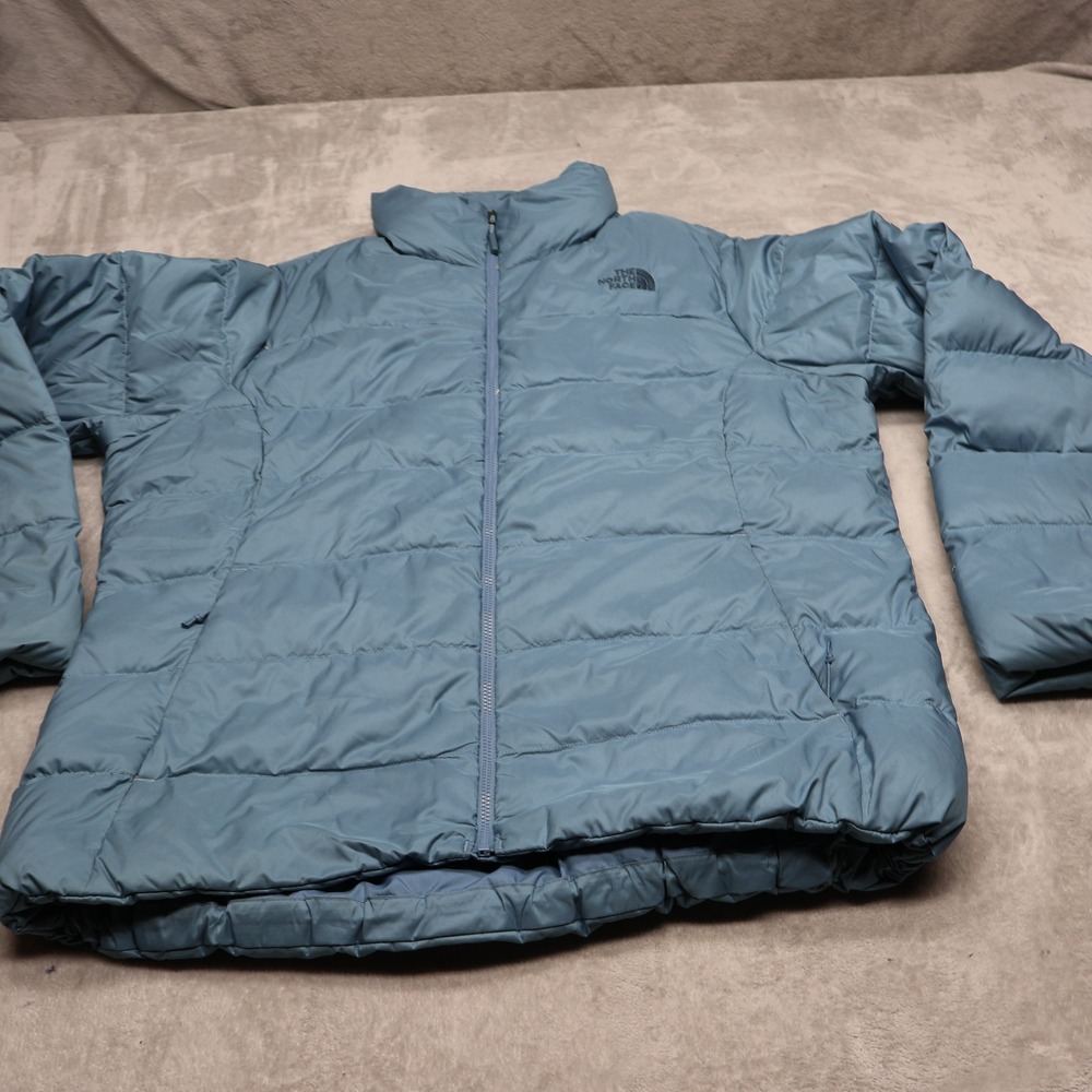 North Face Down Jacket Womens XL Blue Nuptse 700 Fill Insulated Full Zip Puffer